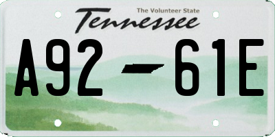 TN license plate A9261E