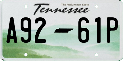 TN license plate A9261P