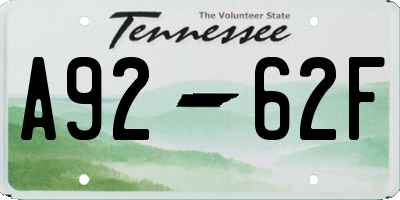 TN license plate A9262F