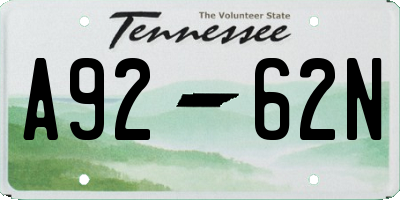 TN license plate A9262N