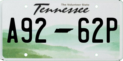 TN license plate A9262P