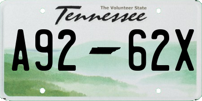 TN license plate A9262X
