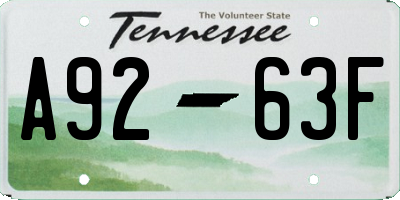 TN license plate A9263F