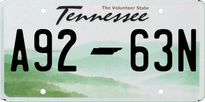 TN license plate A9263N