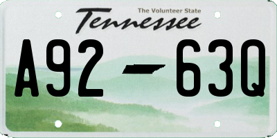 TN license plate A9263Q
