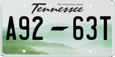 TN license plate A9263T