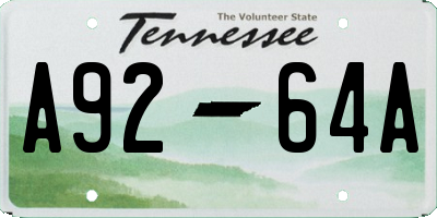 TN license plate A9264A