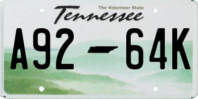 TN license plate A9264K
