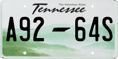 TN license plate A9264S