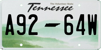 TN license plate A9264W