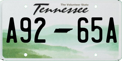 TN license plate A9265A