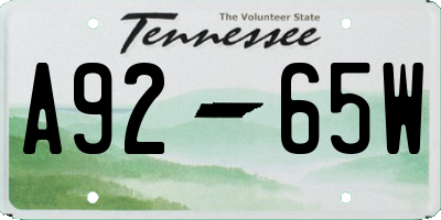 TN license plate A9265W