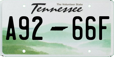 TN license plate A9266F