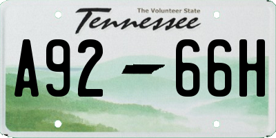 TN license plate A9266H