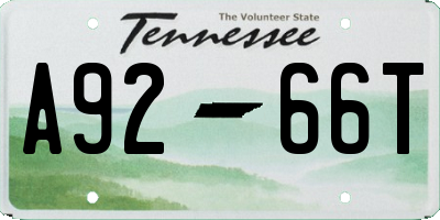 TN license plate A9266T