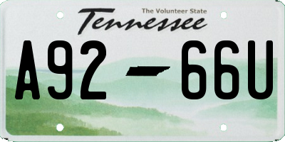 TN license plate A9266U