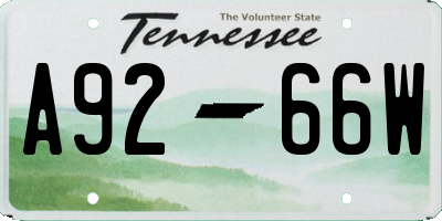 TN license plate A9266W