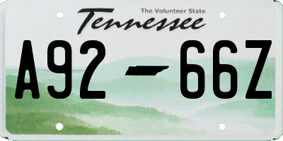 TN license plate A9266Z