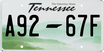 TN license plate A9267F