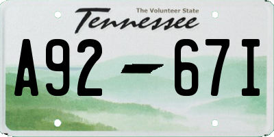 TN license plate A9267I