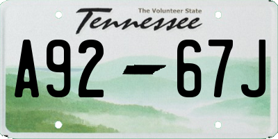 TN license plate A9267J
