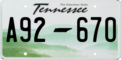 TN license plate A9267O
