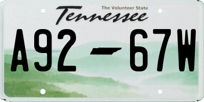 TN license plate A9267W