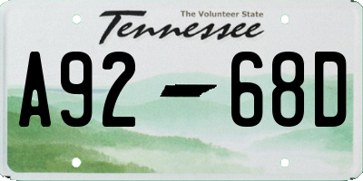 TN license plate A9268D