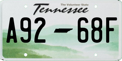 TN license plate A9268F