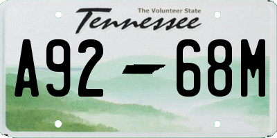 TN license plate A9268M