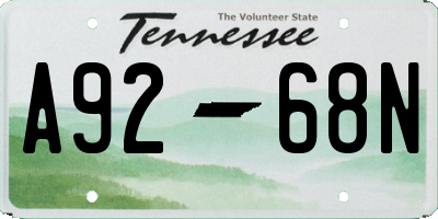 TN license plate A9268N