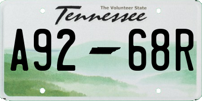 TN license plate A9268R