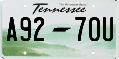 TN license plate A9270U