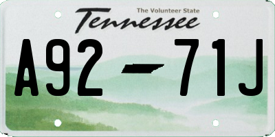 TN license plate A9271J