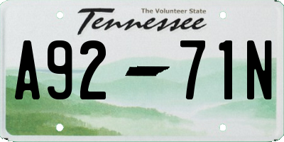 TN license plate A9271N
