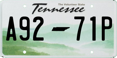 TN license plate A9271P