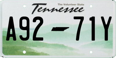TN license plate A9271Y