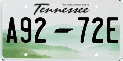 TN license plate A9272E