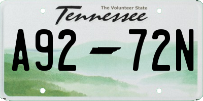 TN license plate A9272N