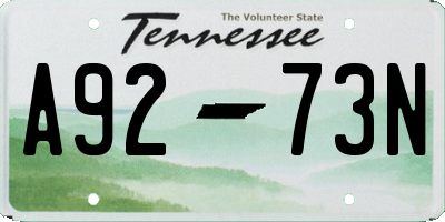 TN license plate A9273N