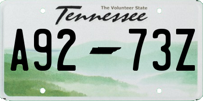 TN license plate A9273Z