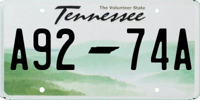 TN license plate A9274A