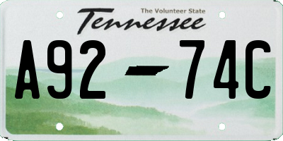 TN license plate A9274C