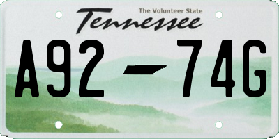 TN license plate A9274G
