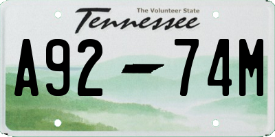 TN license plate A9274M