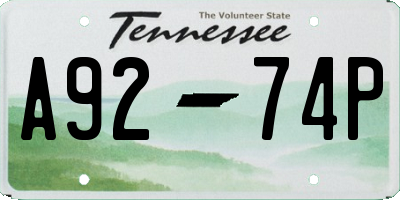 TN license plate A9274P