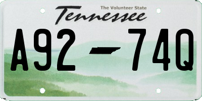 TN license plate A9274Q