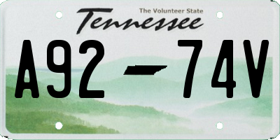 TN license plate A9274V