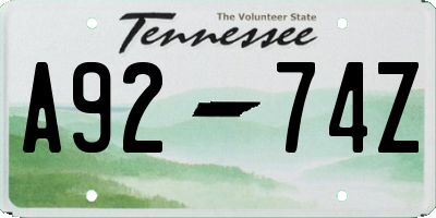 TN license plate A9274Z