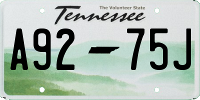 TN license plate A9275J